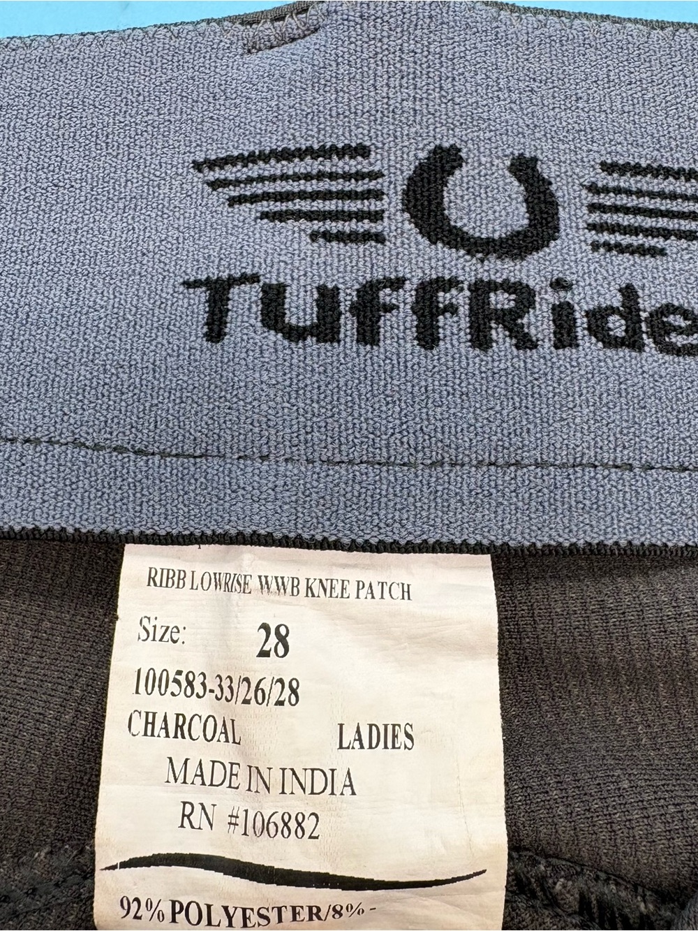 TuffRider Ladies Ribb Knee Patch Breeches, Brown Size 28 - Picture 8 of 10